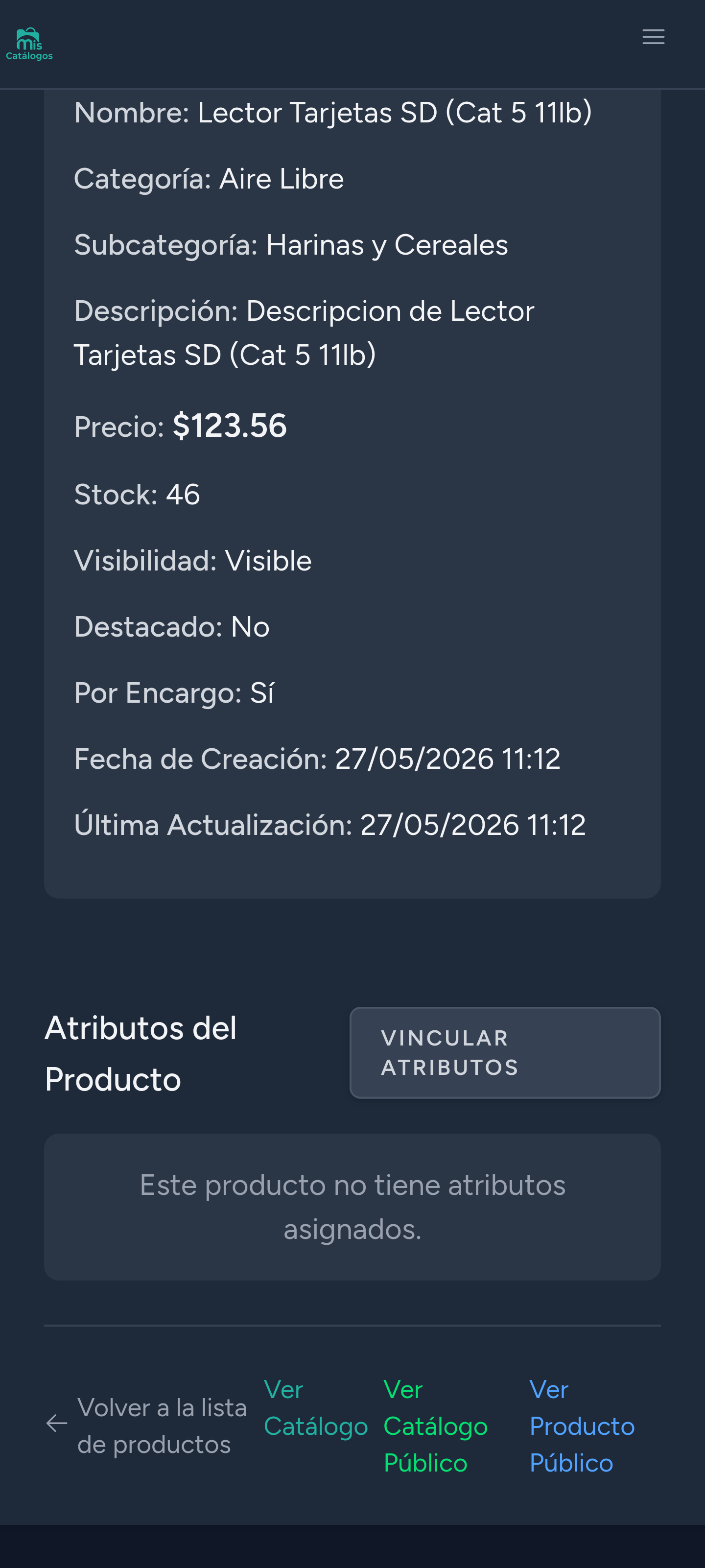 Gestión de atributos — Móvil