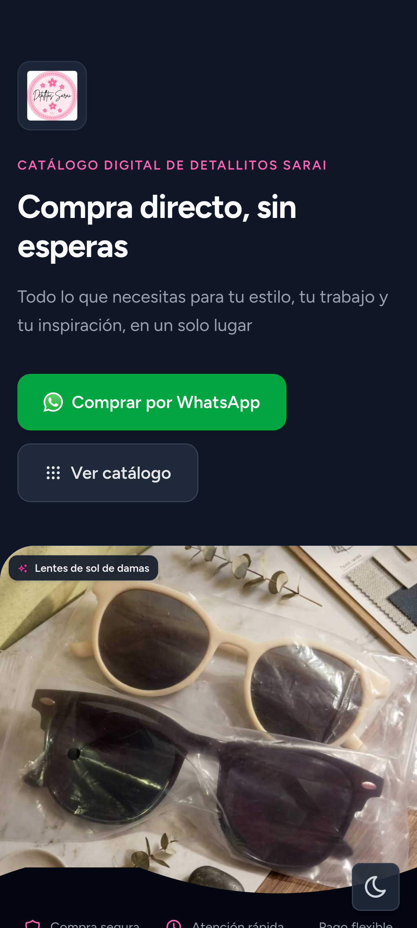 Landing page del catálogo — Móvil