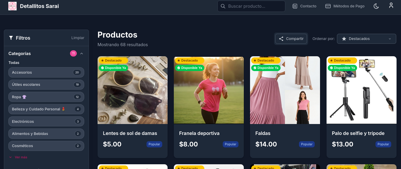 Catálogo público — Desktop
