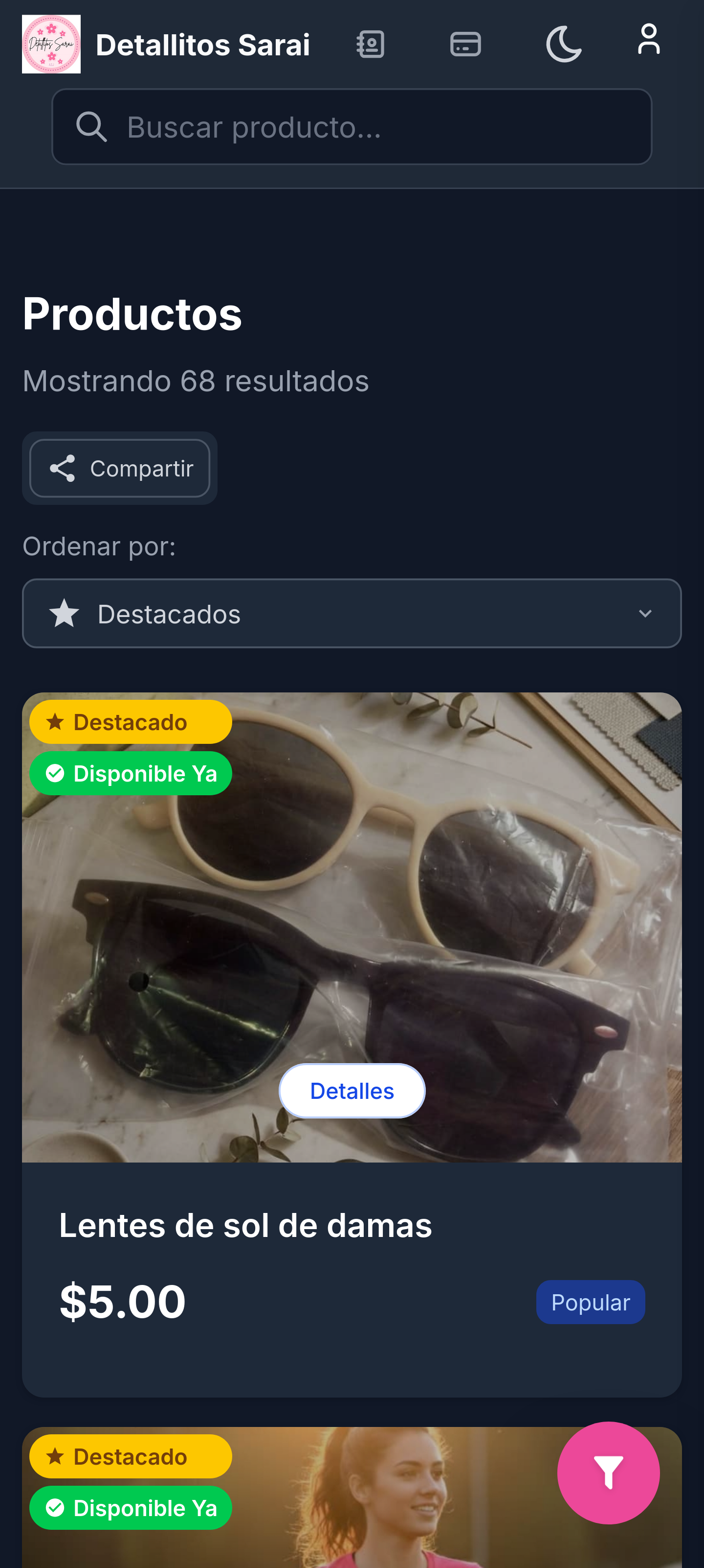 Catálogo público — Móvil