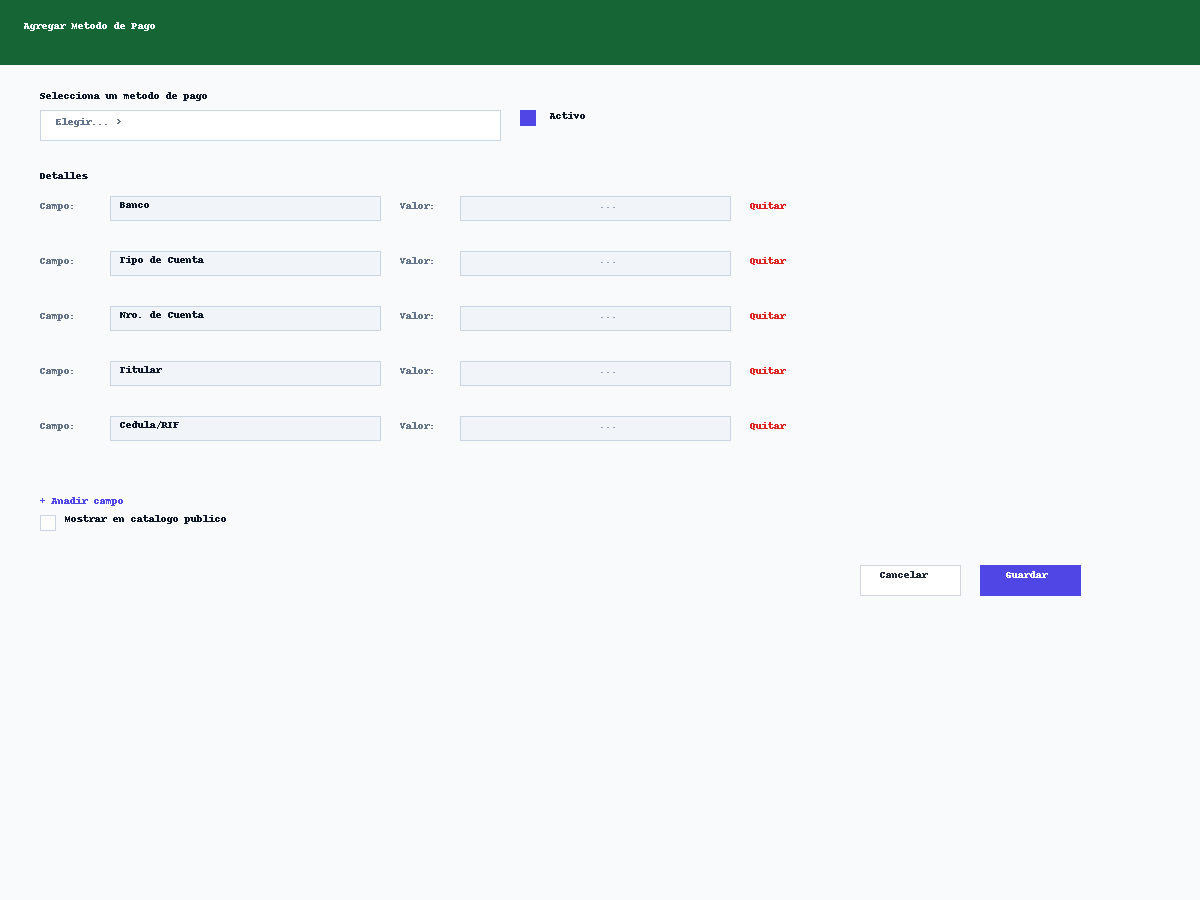 Agregar Metodo de Pago — Desktop