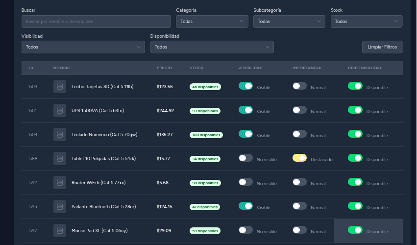 Agregar productos — Desktop